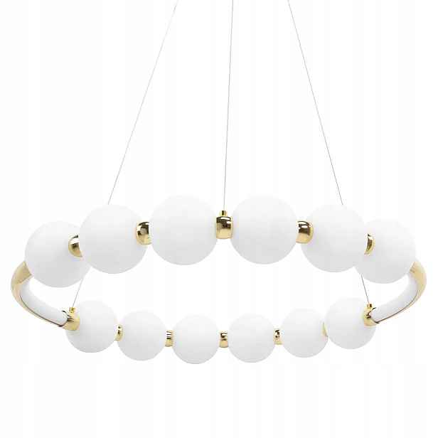 Led lampa elegantní bílé koule moderní zlatá závěsná velká do obývacího pokoje 62 cm