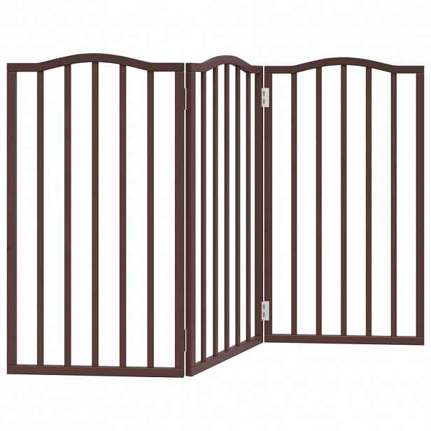 vidaXL Zábrana pro psy skládací 3 panely hnědý dub 150 cm topol