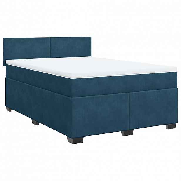 vidaXL Box spring postel s matrací tmavě modrá 140x200 cm samet