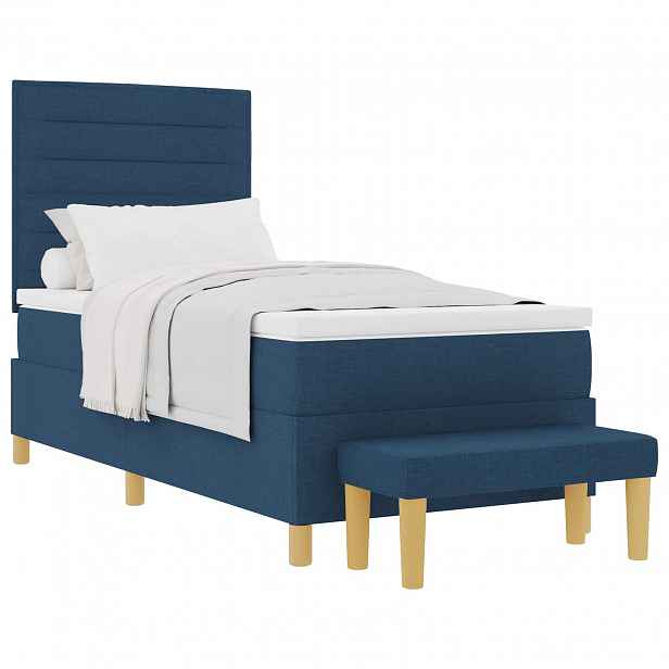 vidaXL Postel s boxspringem s čelo Modrá 200 x 90 cm textil