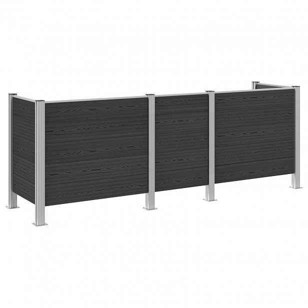 vidaXL Plot pro popelnice Šedá 315 x 85 x 115 cm Hliník a WPC