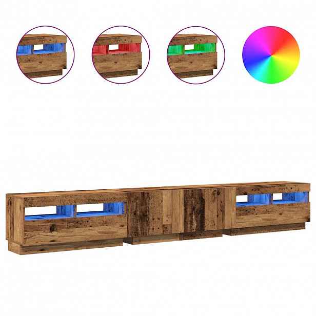vidaXL TV stolek s LED old wood 260x35x40 cm kompozitní dřevo