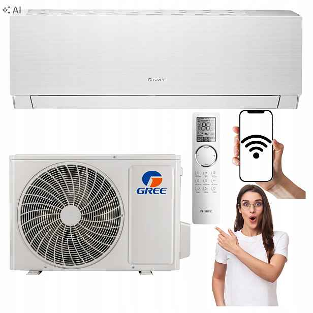 Domácí nástěnný klimatizátor Gree Clivia Bílý 3,5 kW 40 m2 Wifi Topení Eev