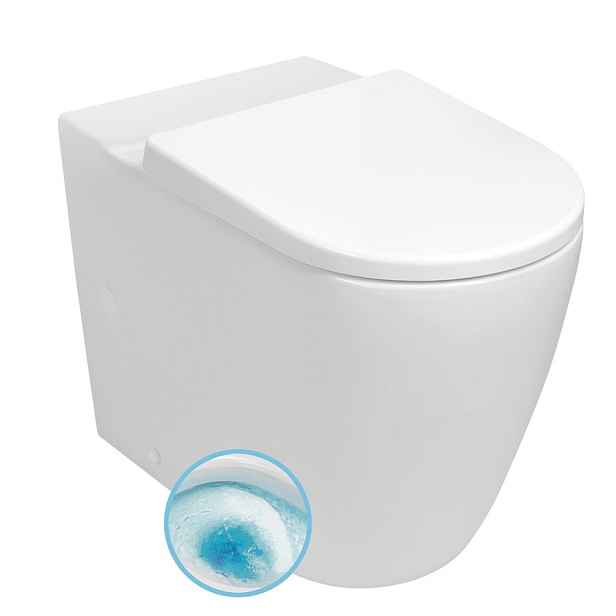 Sapho TURKU WC kombi mísa, Vortex Rimless, zvýšený sedák 64x38cm, spodní/zadní odpad, bílá