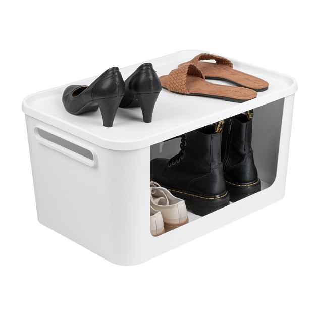 SMARTSTORE Úložný box s otevřenou přední hranou, MODULE, s víkem, bílý -  59,5 × 39,5 × 30 cm