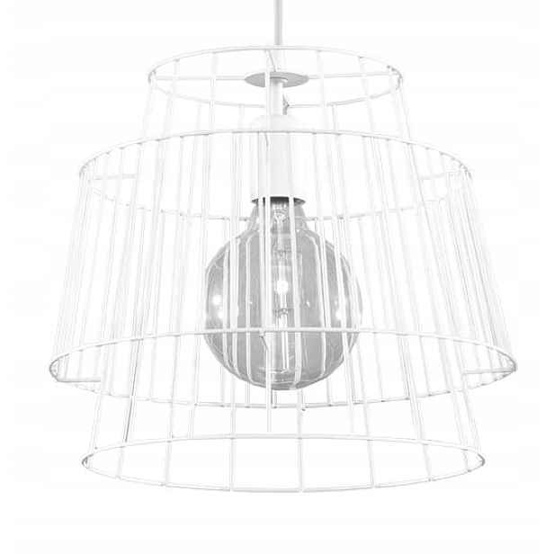 Sollux Závěsná lampa kovová bílá do obývacího pokoje jídelny kulatá 35 cm nad stůl