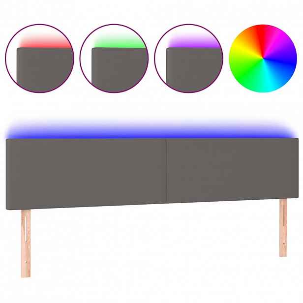 vidaXL Čelo postele s LED šedé 200x5x78/88 cm umělá kůže