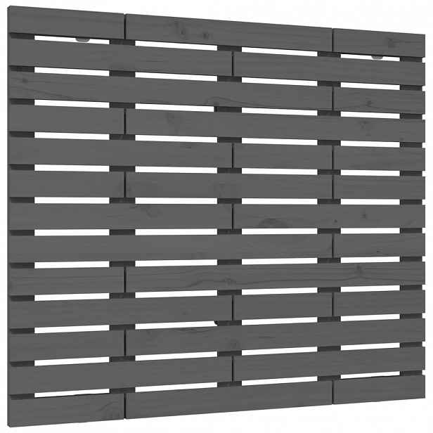vidaXL Nástěnné čelo postele šedé 126x3x91,5 cm masivní borové dřevo