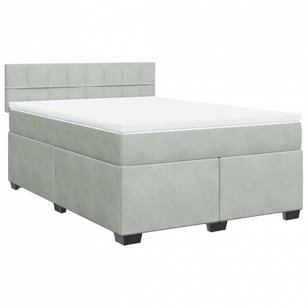 vidaXL Box spring postel s matrací světle šedá 140x200 cm samet