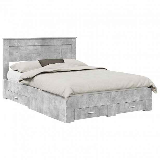 vidaXL Rám postele s čelo Betonově šedá 150 x 200 cm Kompozitní dřevo