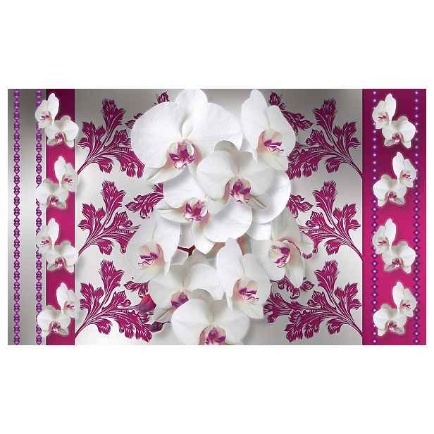Fototapeta Orchideje Fialové na šedém pozadí ornament 416x254 lepidlo