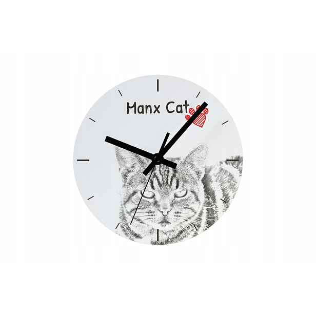 Kočka Manx hodiny s kočkou závěsné a stojící, personalizace fotografií