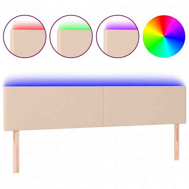 vidaXL Čelo postele s LED cappuccino 200x5x78/88 cm umělá kůže