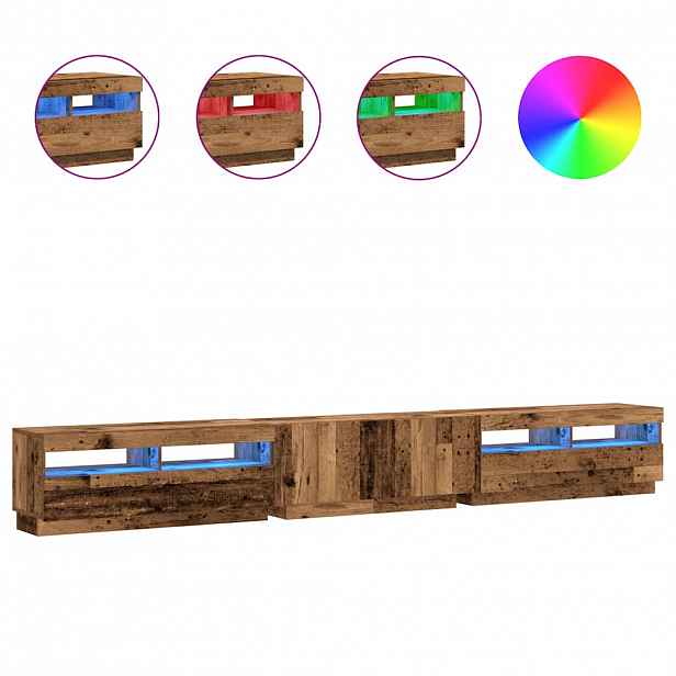vidaXL TV stolek s LED old wood 300x35x40 cm kompozitní dřevo