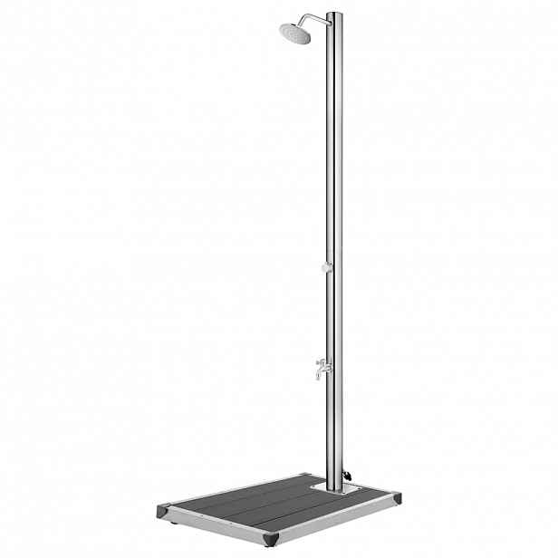 vidaXL Zahradní sprcha s šedou základnou 220 cm nerezová ocel