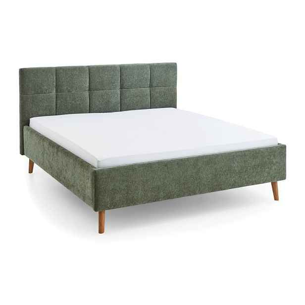 Khaki čalouněná dvoulůžková postel s úložným prostorem s roštem 180x200 cm Nova – Meise Möbel