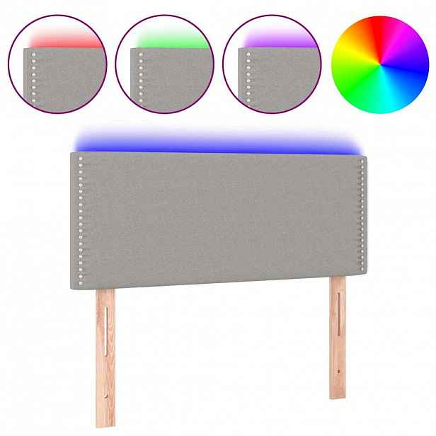 vidaXL Čelo postele s LED světle šedé 80 x 5 x 78/88 cm textil