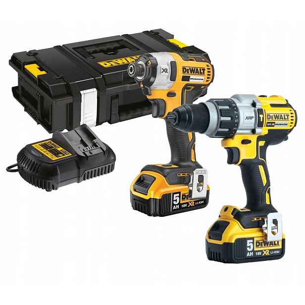 DeWALT aku šroubovák s příklepovou vrtačkou Set 18V 5AH akumulátorová baterie