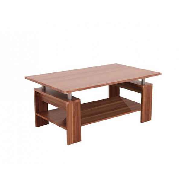 Konferenční stolek, světlý ořech/kov stříbrná, ROKO