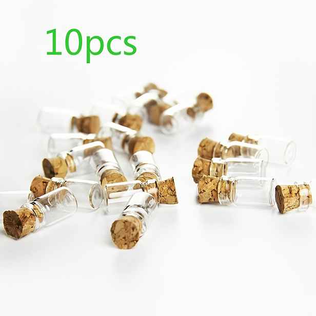 TEMU 10 Mini lahviček přání s průměrem 0,5 ml, malé průhledné korkové lahvičky s plovoucími objekty, mini skleněné úložné nádoby
