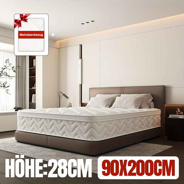 TEMU Carroltt Nezávislá Pružinová Matrace Vhodná pro - Velikost (90x200/140x200 cm), 7-Zónová s Prodyšným Potahom, -Antialergická Podložka, Včetně