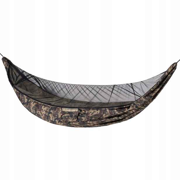 Ultralehká houpací síť TigerWood Vážka V2 Long Double Zip Camo s moskytiérou