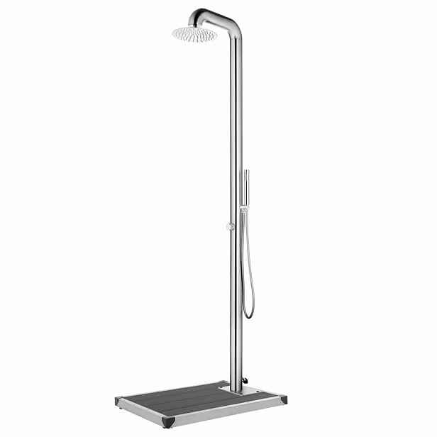 vidaXL Zahradní sprcha s šedou základnou 230 cm nerezová ocel