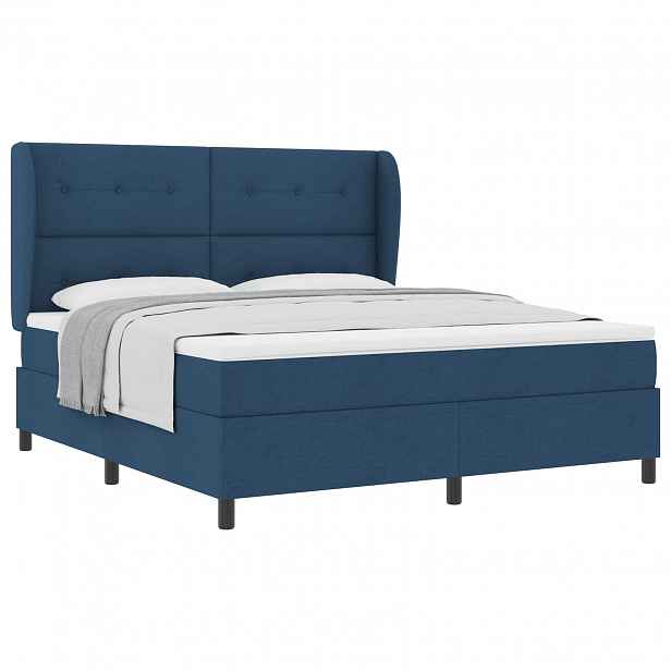 vidaXL Postel s boxspringem s čelo Modrá 180 x 200 cm textil