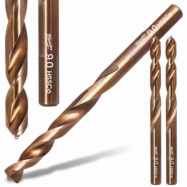 2x Kobaltové Kovové vrtáky 9 mm z nerezové oceli Inox litiny Hss Milwaukee