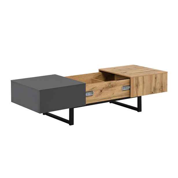 EVRYAE KONFERENČNÍ STOLEK se skrytým úložným prostorem posuvný dřevěná a kovová podpěra 155/55/40 cm