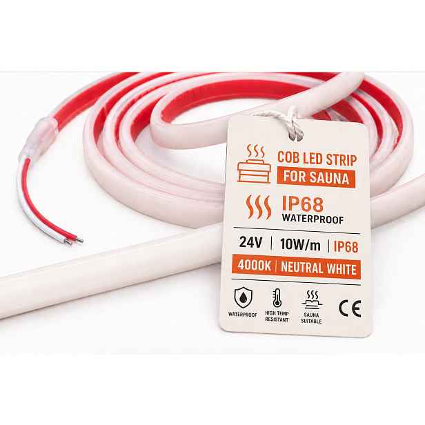 Led pásek Cob 24V 480 Nw 4000K 10W/m IP68 5 m do sauny bazénu a jezírka