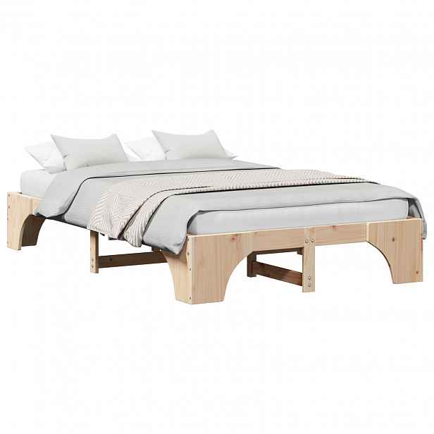 vidaXL Rám postele Přírodní 135 x 190 cm Masivní borové dřevo