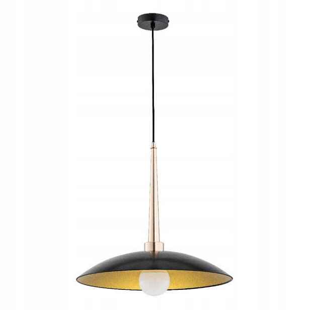 Závěsná lampa černá zlatá skleněná kopule do obývacího pokoje jídelny 48 cm Alfa