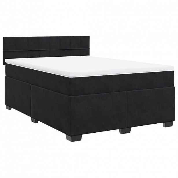 vidaXL Box spring postel s matrací černá 140x200 cm samet