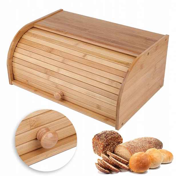 Jednodílný chlebník Velký Bambusový zásobník na chléb 40x27x17,5 cm Bedee