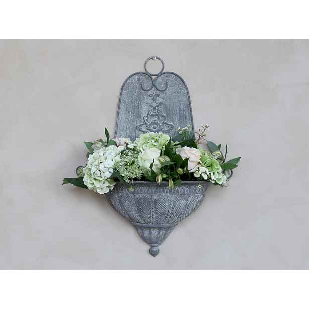 Šedý nástěnný box na květiny ve starém francouzském stylu - 41*17*54cm Chic Antique