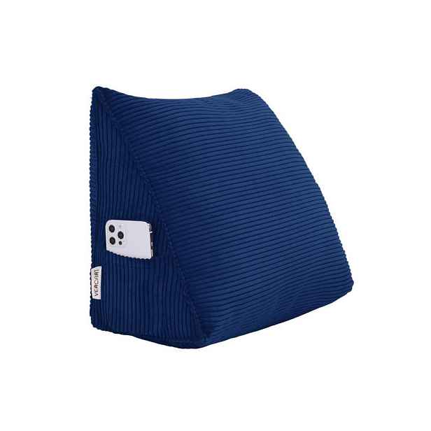 Vercart ZÁDOVÝ POLŠTÁŘ na postel kord Tmavě modrý 45 cm