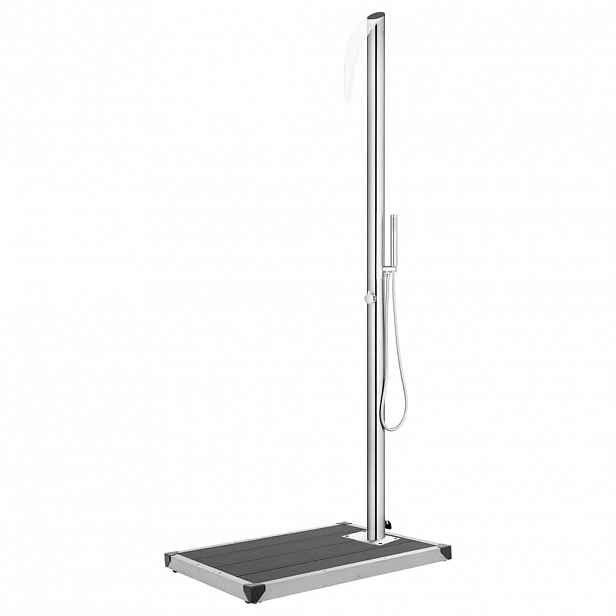 vidaXL Zahradní sprcha s šedou základnou 225 cm nerezová ocel
