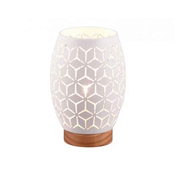 Stolní lampa Bidar 21 cm, bílý kov/dřevo