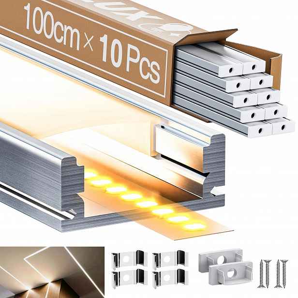 Hliníkový profil pro Led pásku 12 mm se stínítkem a krytkami 10 x 1 m