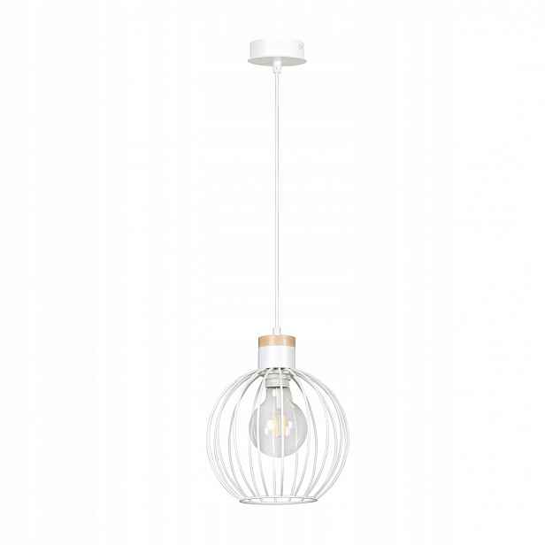 Závěsná lampa Barbado 1 White skandinávská, dřevo, bílá