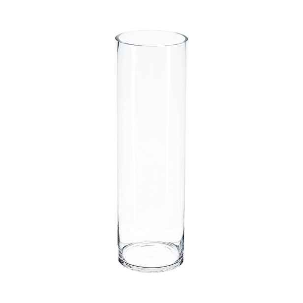Průhledná cylindrická váza, výška 50 cm, sklo