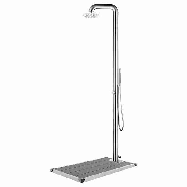 vidaXL Zahradní sprcha s šedou základnou 230 cm nerezová ocel