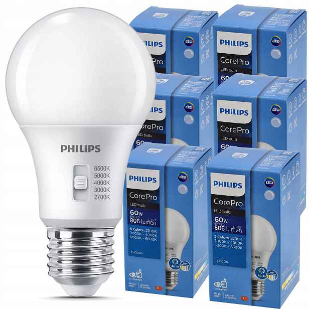 Led žárovka stmívatelná E27 8W 60W 806lm 5CCT CorePro 2700K 6500K 6x
