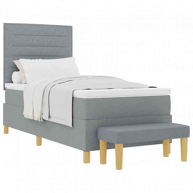 vidaXL Postel s boxspringem s polštářem Světle šedá 200 x 90 cm textil