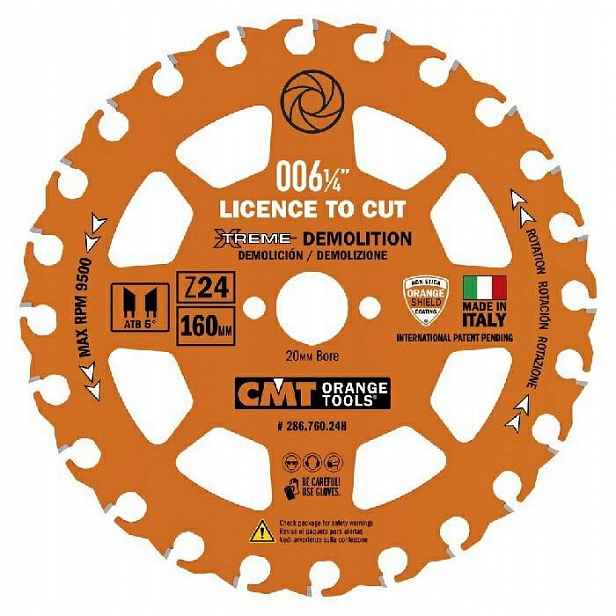 Pila Cmt Hm 286.760.24H průměr 160 mm, 24 zubů, řez 2,3 mm, tělo 1,2 mm