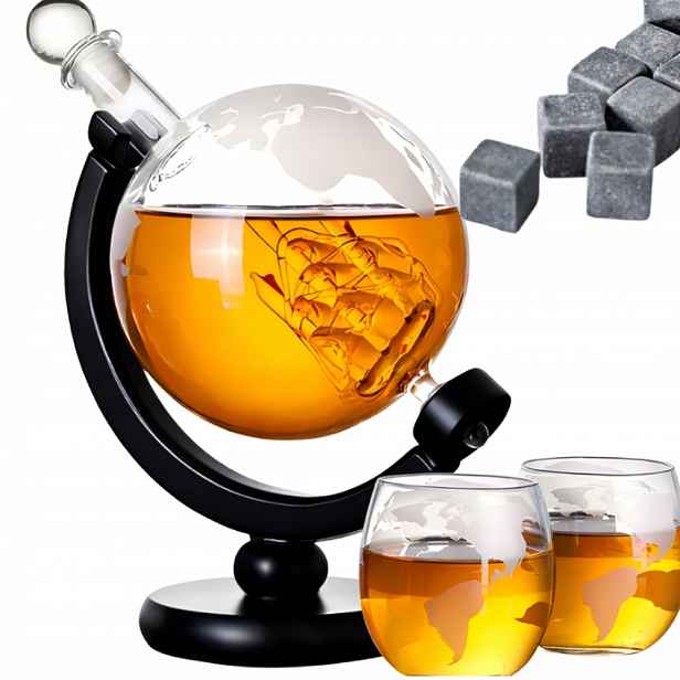 Karafa na whisky Globus Sklenice Kameny dárek pro muže