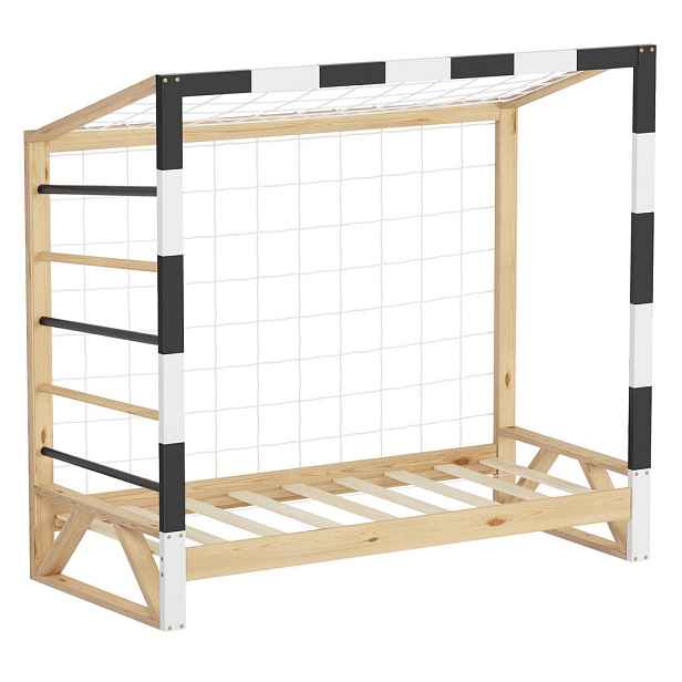 ML-DESIGN DĚTSKÁ postel ve tvaru fotbalové branky 70 x 140 cm, černobílá