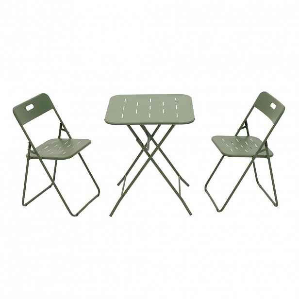 OKWISH ZAHRADNÍ bistro set 60/60/73 cm zelený z oceli skládací 3dílný