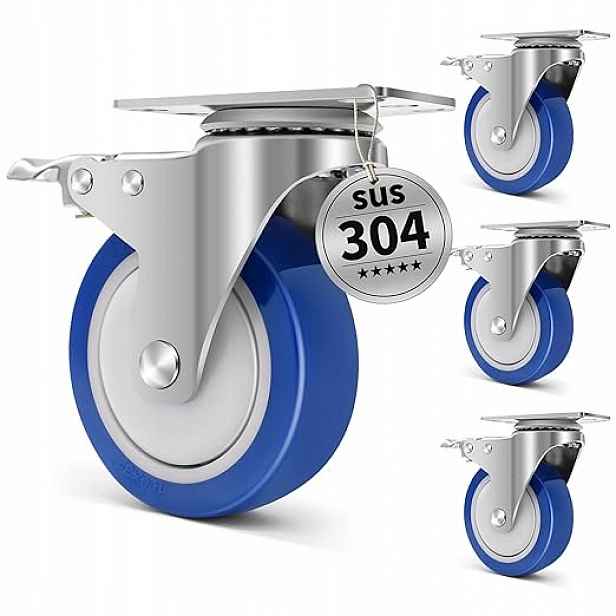 Přepravní kolečka s brzdou, 100 mm, nosnost 800 kg, nerezové, odolné